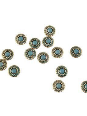 Gold Round Beads With Turquoise Accent Stones For Jewelry Crafting & DIY Project